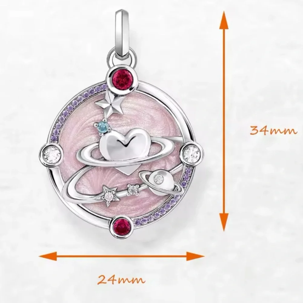 NWOT Solid Sterling pink heart and constellations pendant - Picture 6 of 7